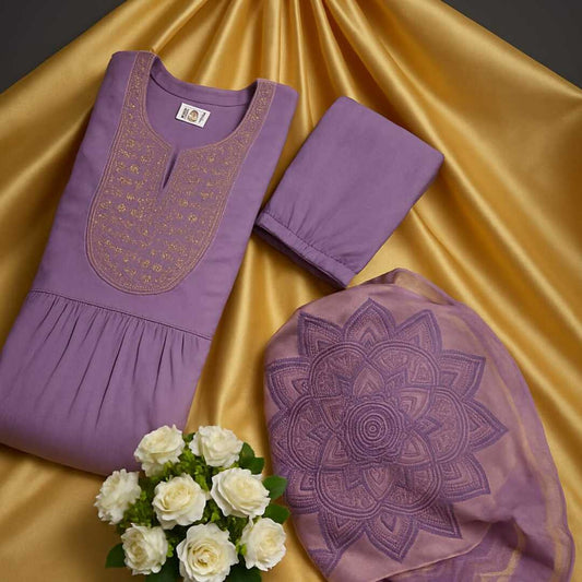 New launch 🎀 Pure Cotton Chudithar set   with full neck work